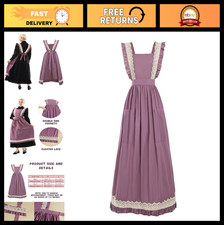 Vintage White Ruffle Apron for Women - Colonial Pioneer Peasant Pinafore, Adjust