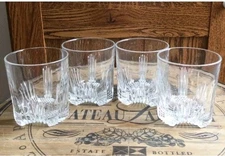 Bormioli Rocco Selecta Italy Crystal Rocks Lowball Glasses Set Of 4 Diamond Cut