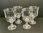 4 Anchor Hocking Savannah Vtg Clear Water Goblets 7 1/4” Floral Glasses CLEAN