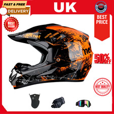 Youth Kids Motocross Helmet MX Off Road BMX Dirt Bike Quad & Goggles