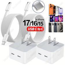 For iPhone 17 16 15 Samsung USB C Fast Charger Nylon Cable PD 35W Type C Adapter