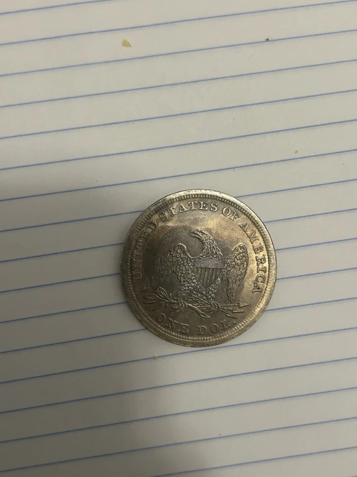 Dólar de plata libertad sentada circulado 1847-P $1 -RARO- Foto 2 de 2