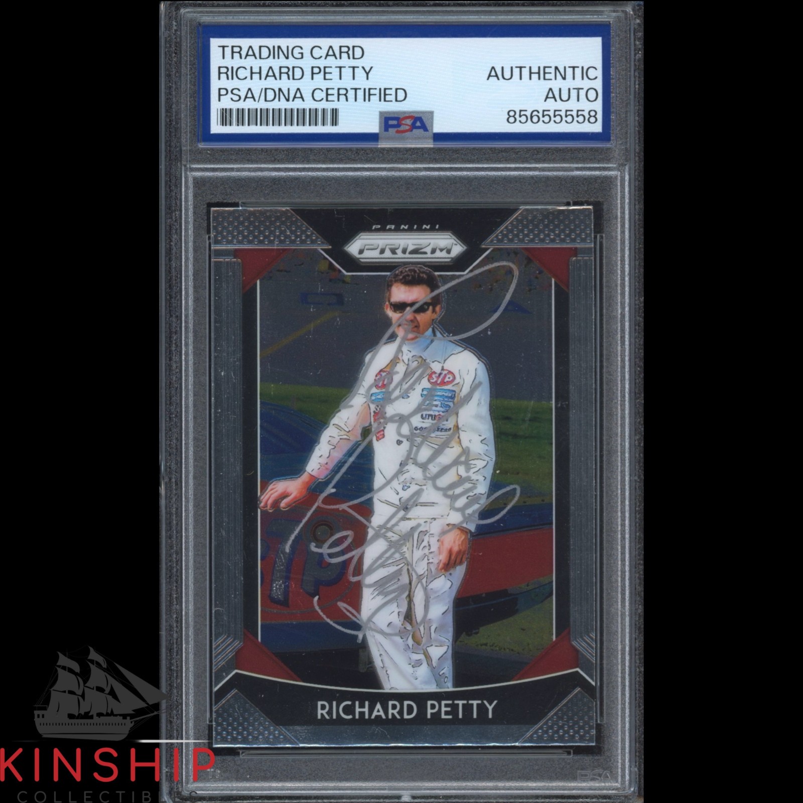 Richard Petty signed 2019 Panini Prizm Trading Card PSA DNA Slab NASCAR C5541