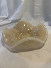 'Murano Inspired' Cream Wave Edge 9" Art Glass Bowl