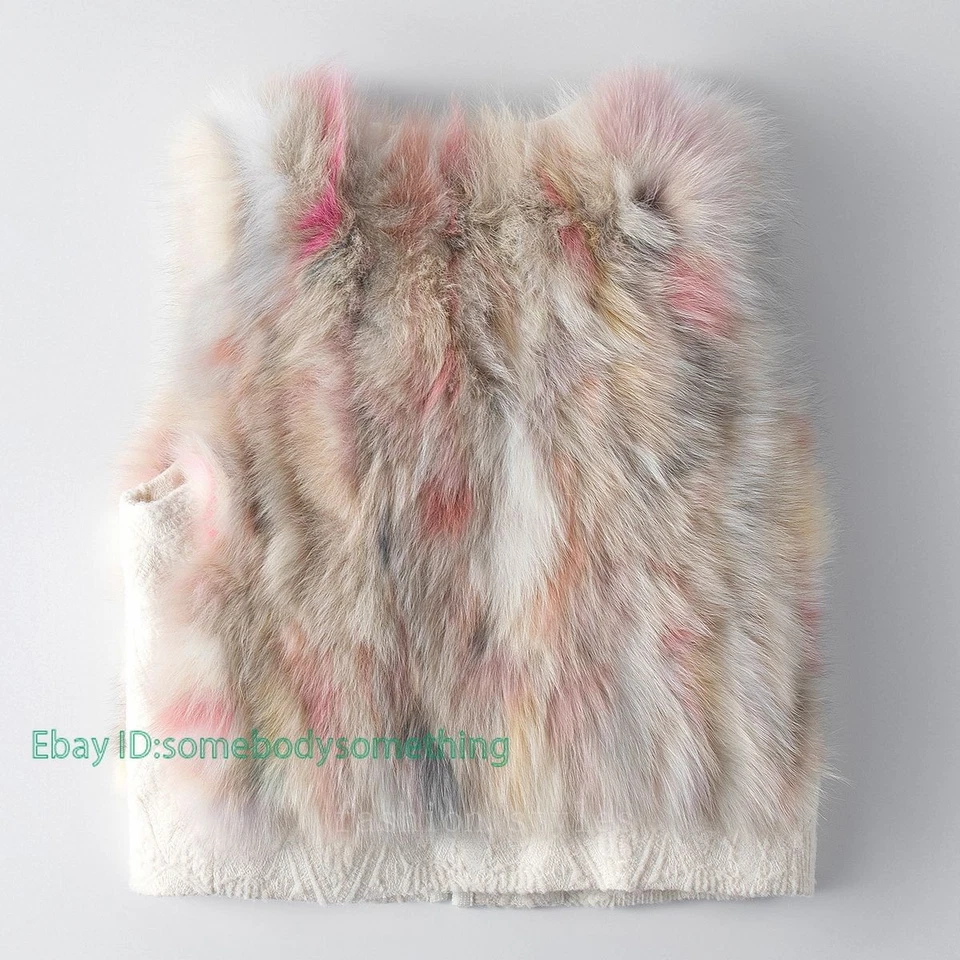 Winter New Fox Fur Casual Fashion Short Vest Coat Women Gilet Waistcoats Jacket - Image 3 of 4