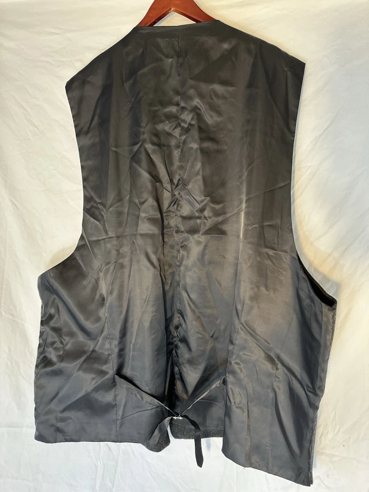 Gioberti Gray Herringbone Waistcoat Vest 5XL 60L Men's Formal Church Wedding - Image 2 of 4