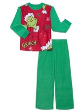 Dr. Seuss How The Grinch Stole Christmas Fleece Kids Pajamas Size Medium 8 NWT