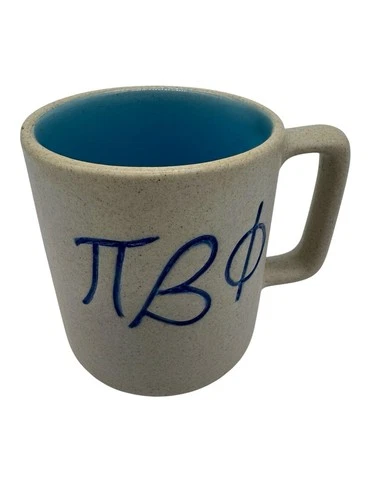 Vtg 1960s Pigeon Forge Pottery Pi Beta Phi Sorority Mug Gray Blue Tennessee