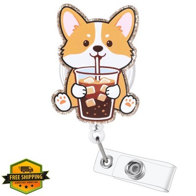 LINAYOHA Corgi Pup Nurse Badge Reel