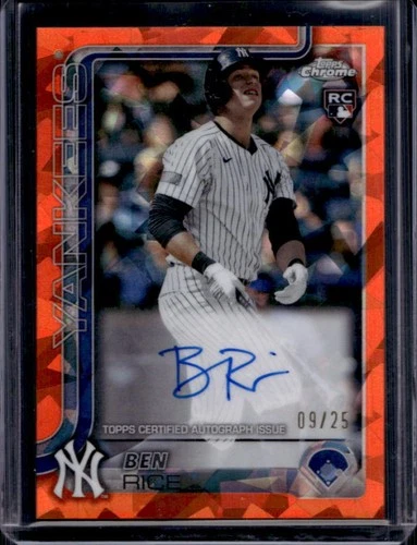 2025 Topps Chrome Sapphire Ben Rice Rookie Auto RC Orange Refractor #/25 Yankees