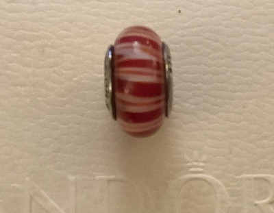 Seltene Pandora Charm Rot Zimt Bonbon Streifen Murano Glas 790680