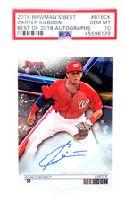 2018 Bowman Best AUTO CARTER KIEBOOM RC Rookie Baseball Card PSA 10 GEM MINT