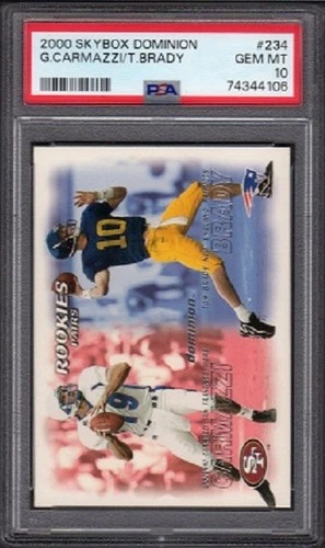 2000 Giovanni Carmazzi-Tom Brady Skybox Dominion Football RC #234 Graded PSA 10