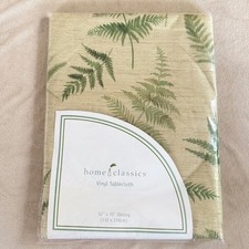 Fern Impressions Vinyl Tablecloth 52x70 Oblong Green Tan Botanical Home Classics