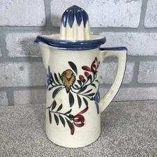 Vintage Ceramic Juicer Reamer Pitcher Japan 9" Tall Handpainted Bird 2 Piece