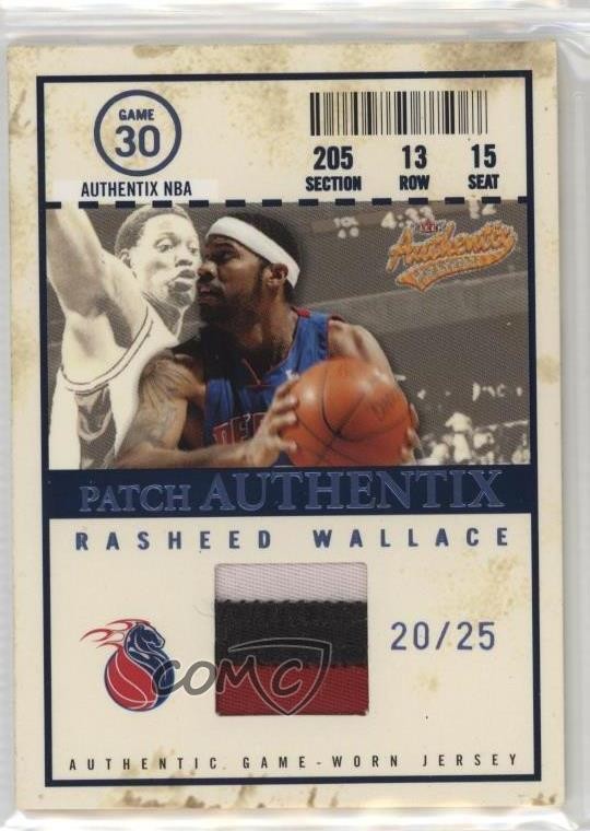 2004-05 Fleer Authentix Jersey Numbered to 25 20/25 Rasheed Wallace Patch 2b6