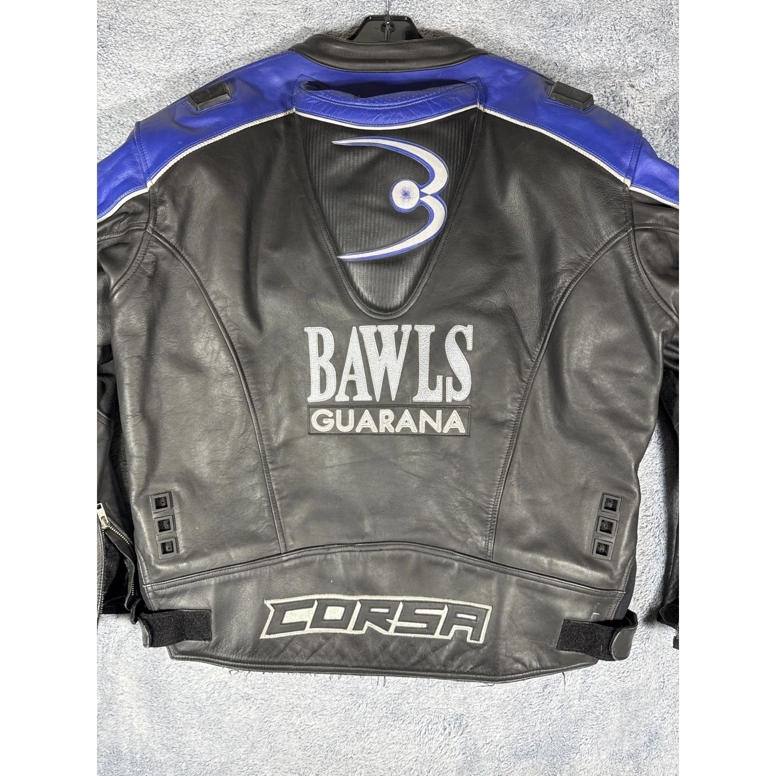 Corsa Bawls Guarana Leather Motorcycle Racing Jacket Mens 52 Black Blue Motul - product detail image 9