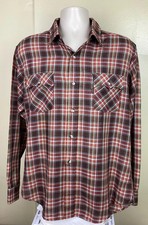 Vtg 80s Levi  s Plaid Long Sleeve Western Button Down Shirt XL Brown Made in USA