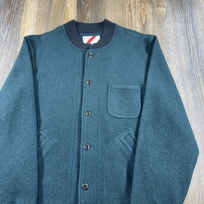Best Made Co Wool Fleece Bomber Cardigan Jacket Mens M Spruce Green Chore Coat
