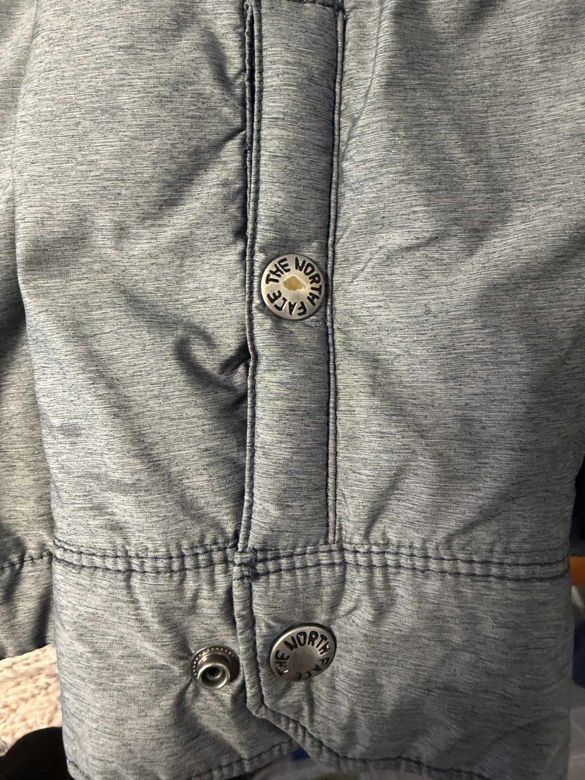 Men’s Medium North Face Button Down Jacket Gray - image 9