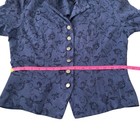 Positive Attitude Womens Blue Damask Floral Faux Suede Blazer Jacket ...