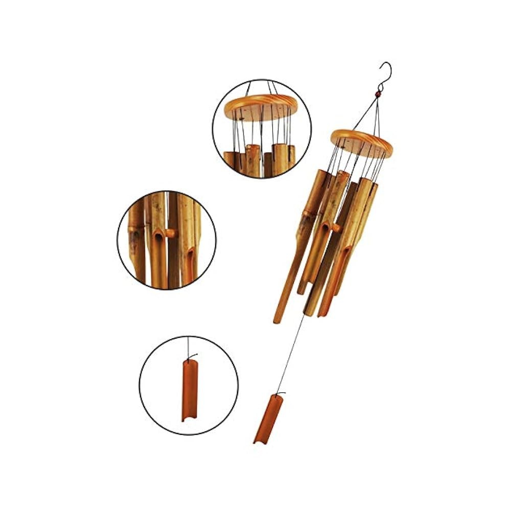 Bamboo Wind Chime, Deep Tone Outdoor Decor for Garden, Patio, & Home