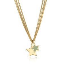 Collana Donna Doppia Stella Sagapo In Acciaio Dorato STN03 S'agapo