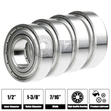 Qty.4 New 1620-ZZ Deep Groove Radial Ball Bearing 7/16in x 1-3/8in x 7/16in