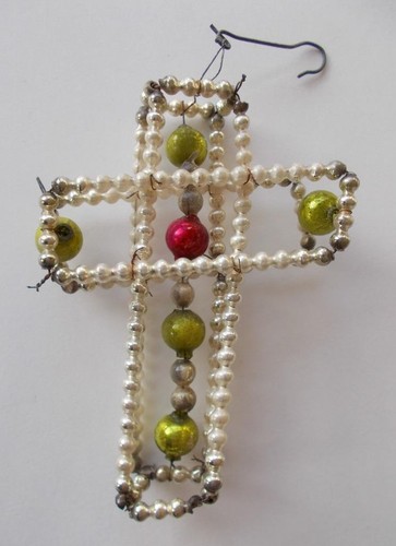 3 Antique Mercury Glass Cross Shaped Christmas Ornaments - Picture 4 of 4