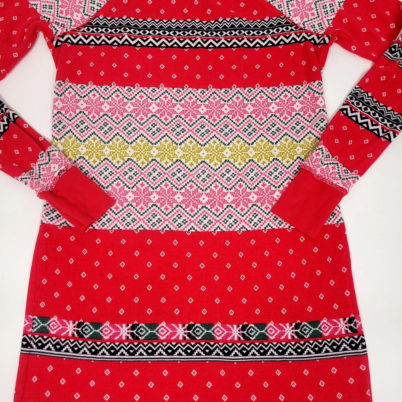 UNDERCOVER Victorias Secret Sleep Shirt Vestito XS Multicolore Manica Lunga Termico Fiocco di Neve