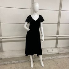 TALBOTS Sequin Sleeve Velvet Dress Women's Size 4 Black