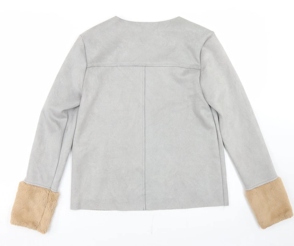 Zara Womens Grey Polyester Blend Blouse Size S - Faux Suede, Faux Fur - Image 2 of 4