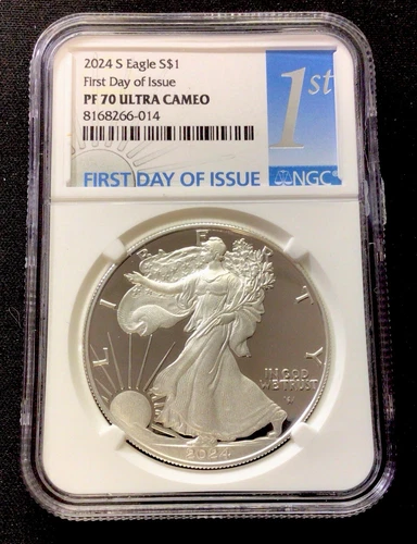 2024 S American Silver Eagle F.D.O.I. NGC PF70 Ultra Cameo 1st Label! ENN Coins
