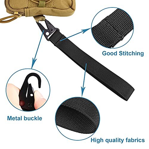 XTACER Tactical 1-inch Wristlet Keychain Strap Hand Wrist Lanyard Key Black - Bild 4 von 4