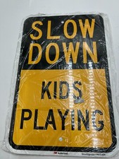 SmartSign Slow Down Kids Playing Sign 12" x 18" 2JZW Orange Heavy Duty