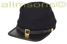 Civil War Union Army Leather Peak Kepi, Complete Navy Blue Kepi Hat-ALL SIZES