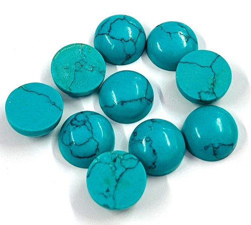 Synthetic Turquoise (15 Pieces) Round Cabochon 10mm Calibrated Gemstone RD-42 - Picture 3 of 7