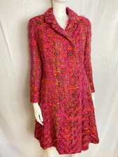 Vintage Fuchsia Pink Irish Wool Tweed Mohair Coat Boucle Jack Clarke Lillywhites