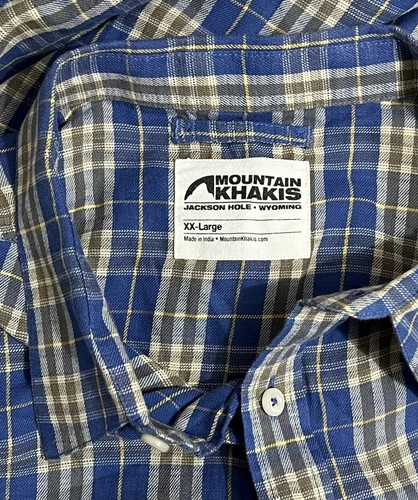 Mountain Khakis Jackson Hole Short Sleeve Shirt Blue Plaid Cotton Mens XXL 2XL - Picture 8 of 8