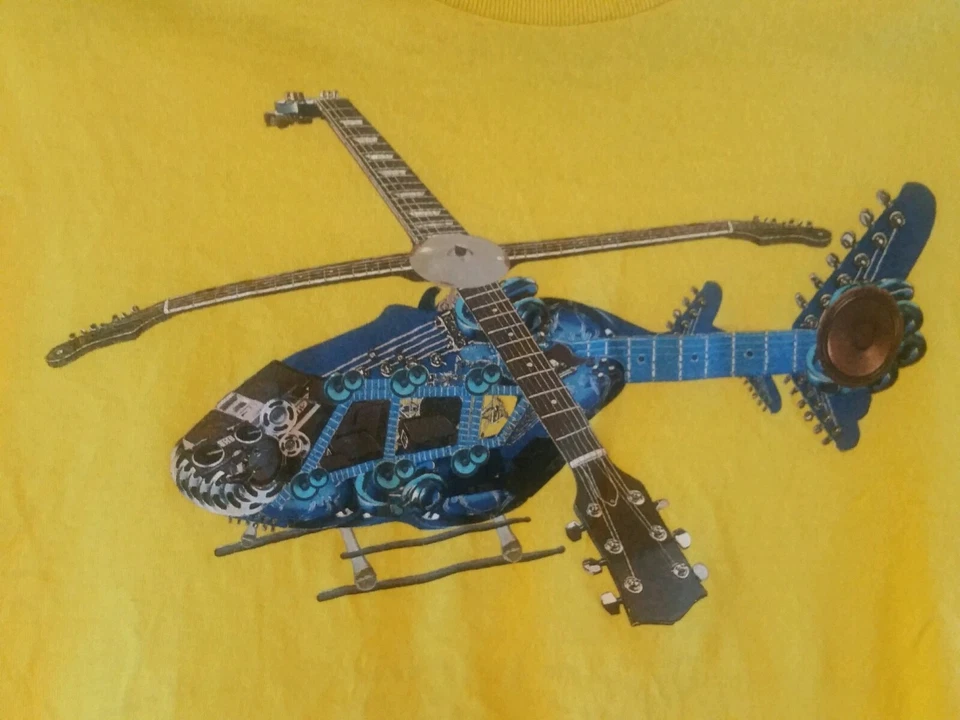 🚁COOL🎸 Niño XL (14-16) JEM® Guitarra Amarilla HELICÓPTERO Manga Corta CAMISETA Foto 2 de 4