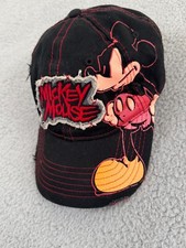 Disney Parks Mickey Mouse Youth Black Distressed Hat Strapback Adjustable