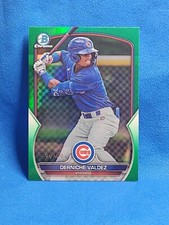 DERNICHE VALDEZ 2023 BOWMAN DRAFT CHROME BDC-169 GREEN REFRACTOR RC SP /99 CUBS