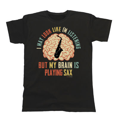  T-Shirt Herren BIO SAXOPHON My Brain Is Playing SAX Musik T-Shirt Saxophonist Eco