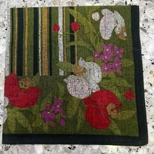 ART VINTAGE JAPANESE STYLE GREEN FLORA HANKY WOMAN POCKET SQUARE COTTON16" W161