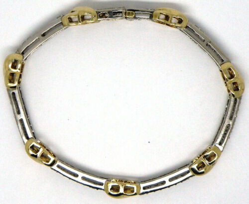 14k Two-Tone Gold Hugs and Natural Diamonds Bracelet - Picture 2 of 5
