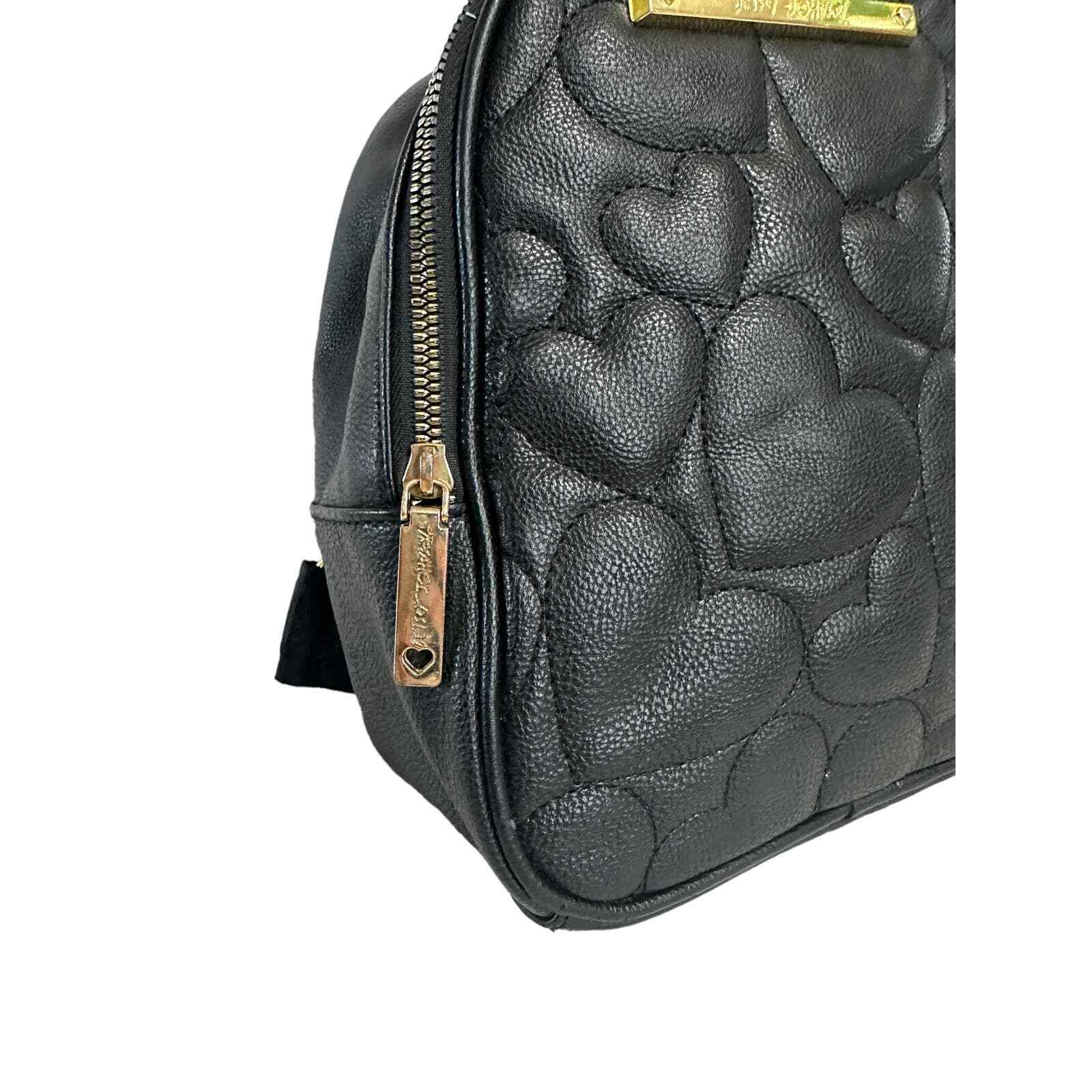 Betsey Johnson Small Black Quilted Heart Backpack | eBay