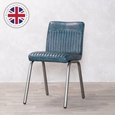 FAUX LEATHER DINING CHAIR BLUE RETRO STYLE RESTAURANT CHAIR KITCHEN CHAIR
