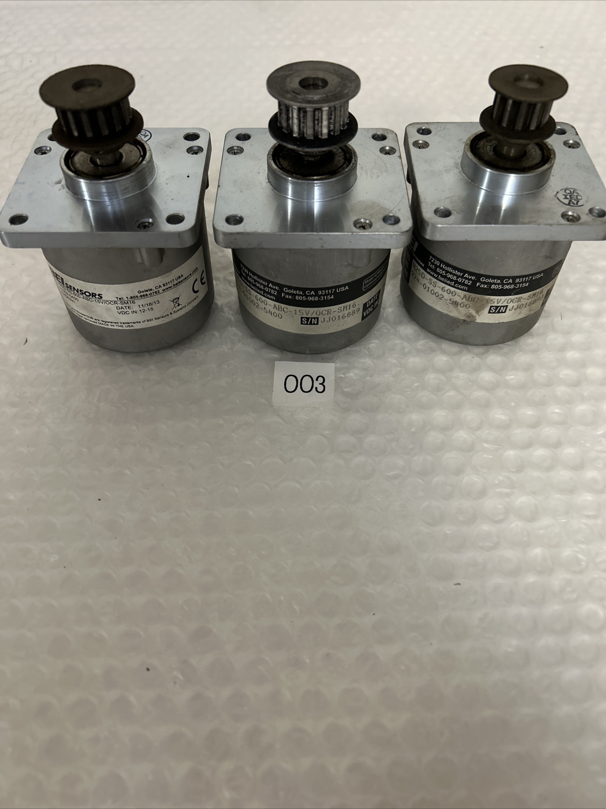(1) BEI MOTION SYSTEMS ENCODER Model # H25D-SS-600-ABC-15V/OCR-SM16 ...