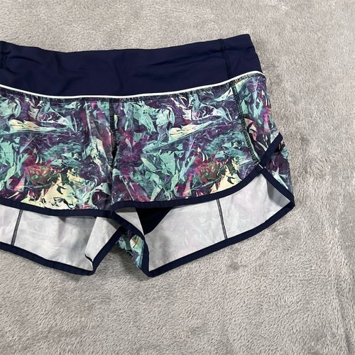 Lululemon Run Speed Short Iridescent Navy Size 6 Athleisure Stretch Wicking - Picture 2 of 9