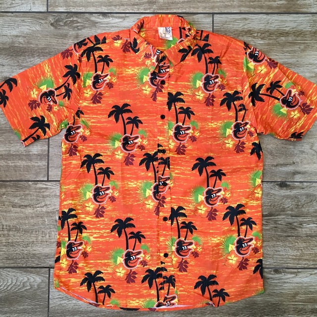 Baltimore Orioles Hawaiian Shirt Mens XL NFG Promo Palm Flower Button Shirt | eBay